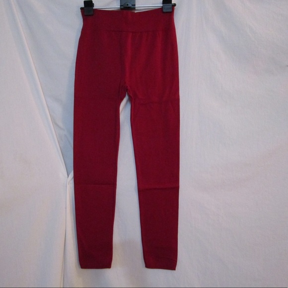 New Mix Burgundy Fleece Lined Leggings - Picture 4 of 6
